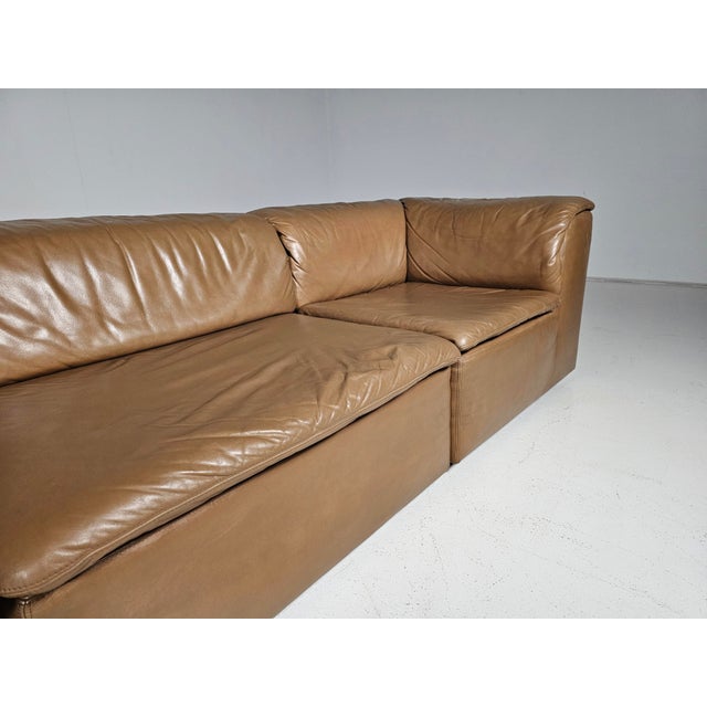 Tan Jeep Modular Sofa in Tan Leather attributed to Anita Schmidt for Durlet, 1970s, Set of 4 For Sale - Image 8 of 15
