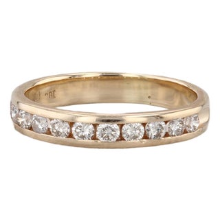0.80ctw Diamond Wedding Band 14k Yellow Gold Size 7.5 Stackable Anniversary Ring For Sale