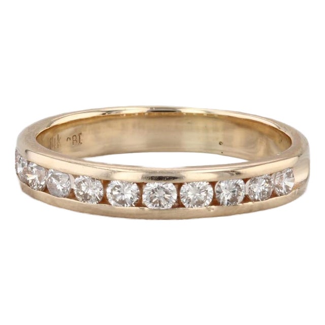 0.80ctw Diamond Wedding Band 14k Yellow Gold Size 7.5 Stackable Anniversary Ring For Sale