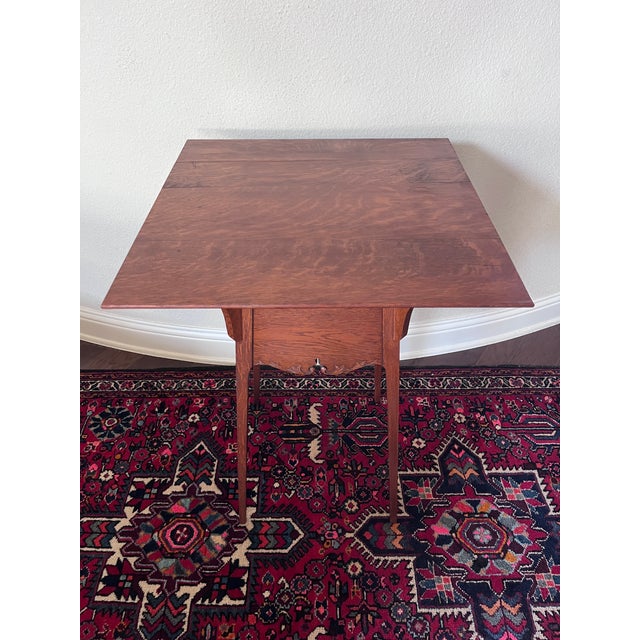 American Antique Americana Tiger Oak Side Table 30” Height, Square-Shaped Table For Sale - Image 3 of 12