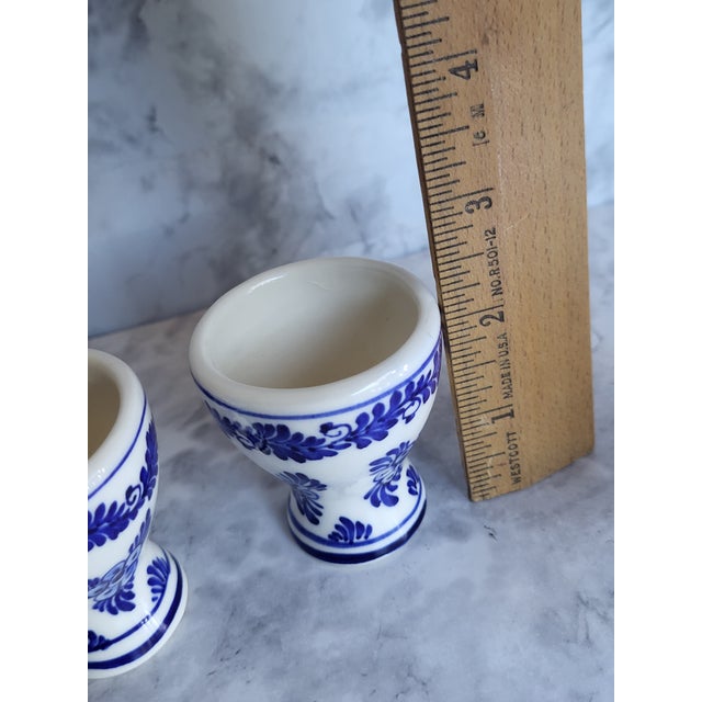 Blue 1950s Handpainted Delft Porcelain Egg Cups - a Pair For Sale - Image 8 of 8