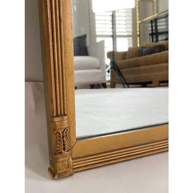 Wood Vintage Art Nouveau Style Carved Gilt Wood Wall Mirror For Sale - Image 7 of 9