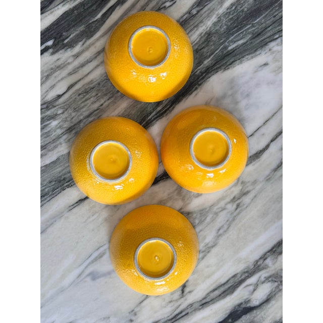 Yellow Majolica Style Vintage Lemon Motif Bowls - Set of Four For Sale - Image 8 of 15