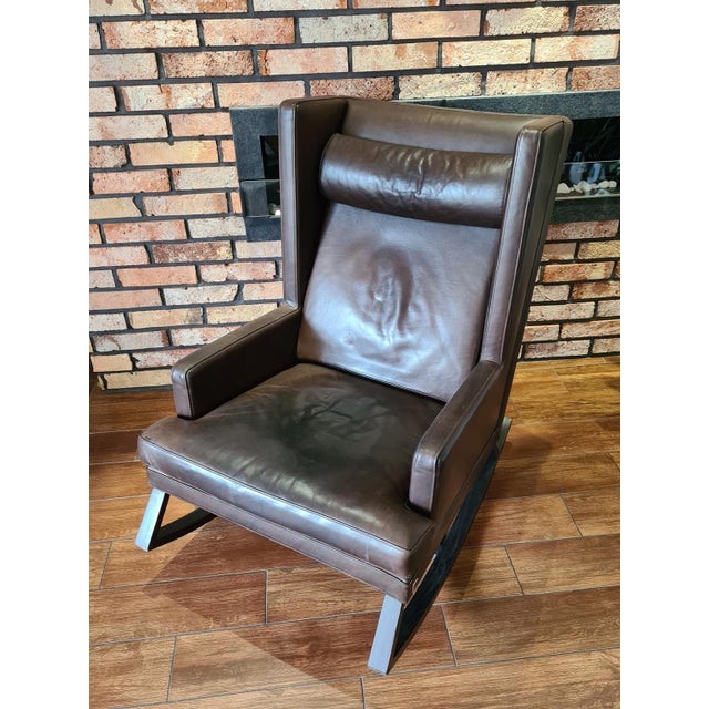 Handcrafted Leather Rocking Chair from BW Bielefelder Werkstätten, Germany, 2010s For Sale - Image 9 of 12