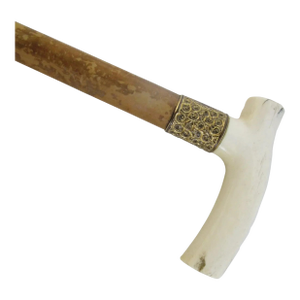Victorian 1901 Scotland Gold Filled Engraved Repousse Bone Handle Walking Stick Cane