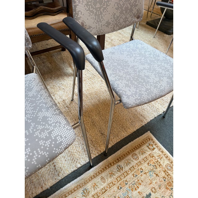 Hightower Modernist Stackable Damask Print Arm Chairs, Pair For Sale In San Francisco - Image 6 of 12