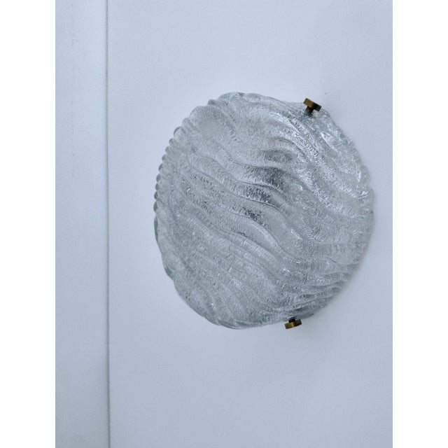Mid-Century Ice Glass Flush Mount or Wall Light, Germany, 1960s For Sale - Image 6 of 18