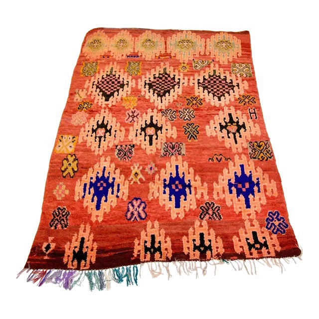 1980's Vintage Moroccan Boujad Rug For Sale