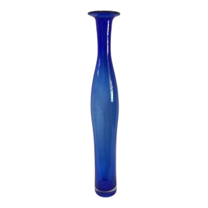 Vintage Mid-Century Modern Hand Blown Italian Art Glass Blue Vase
