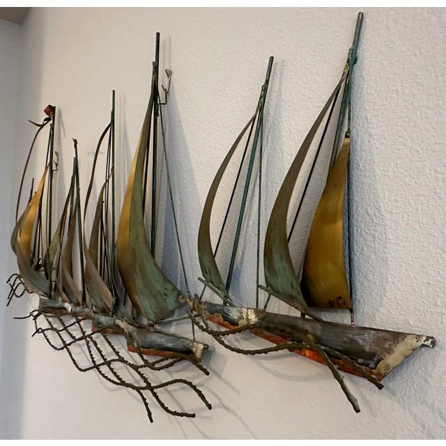 Mid-Century Modern 1970s Curtis Jere Sailboat Wall Sculpture For Sale - Image 3 of 11