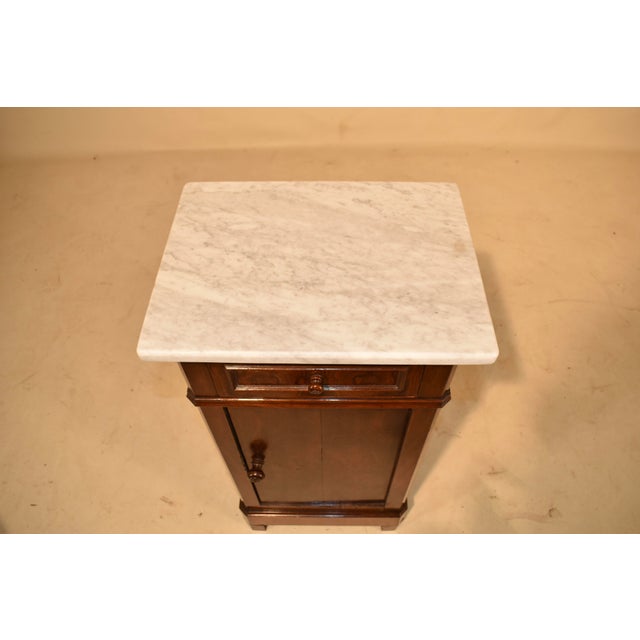 19th Century Walnut Bedside Cabinet With Carrara Marble Top For Sale - Image 13 of 13