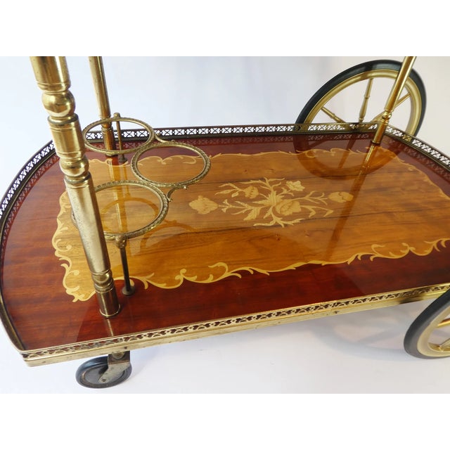Vintage German Bar Cart with Inlaid Marquetry For Sale - Image 6 of 9