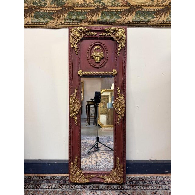 French Parcel Gilt and Painted Panel Mirror For Sale - Image 5 of 5