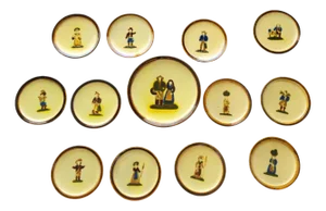 Vintage French Dessert Plates from Vallauris, 1950, Set of 13