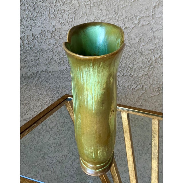 Circa 1949 Frankoma Pottery "Modelled Wheat" Vase Style 74 in Prairie Green For Sale - Image 17 of 18
