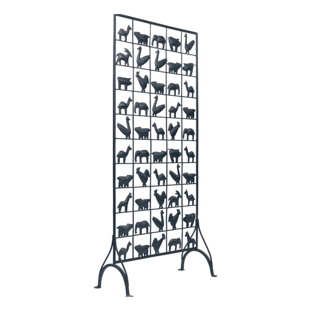 Wrought Iron Room Divider with Animal Motifs by Jean Touret, 1950s For Sale