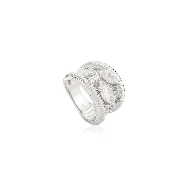 Boho Chic Chunky Diamond Wide Textured Band Bohemian Ring for Her- Size 7 For Sale - Image 3 of 11