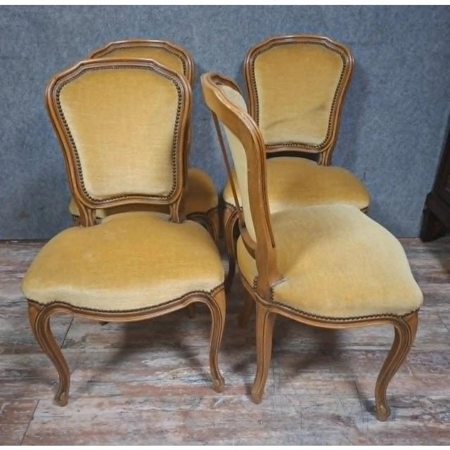 Antique Louis XV Style Chairs in Carved and Ground Wood, Set of 4 For Sale - Image 5 of 10