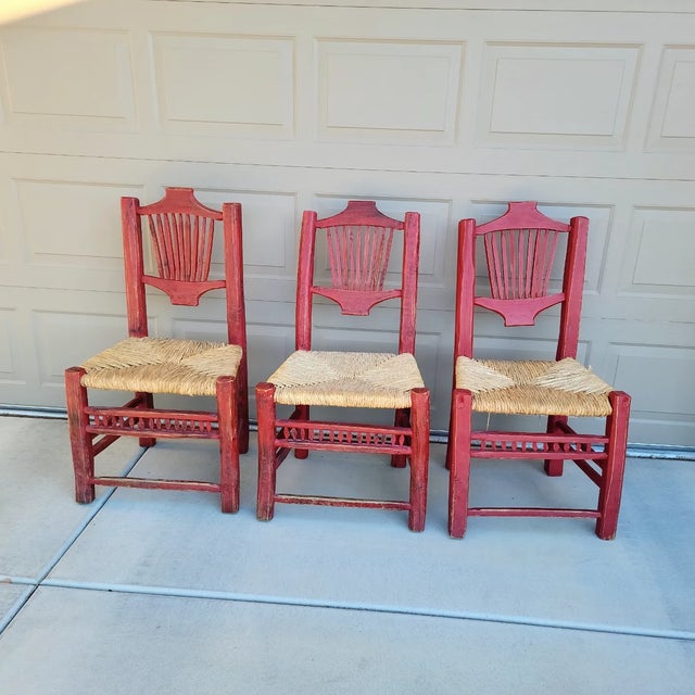 Set of Three Rustic Cabin Chic Live Edge Log Wood Chairs Chairish
