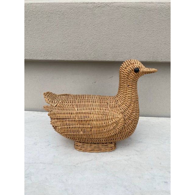 French Mid-Century Wicker Duck.