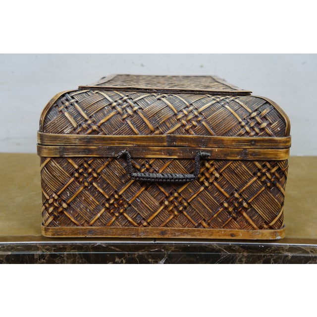 Late 20th Century 3 Japanese Woven Wicker Rattan Yanagigori Graduated Nesting Boxes 20" For Sale - Image 10 of 13
