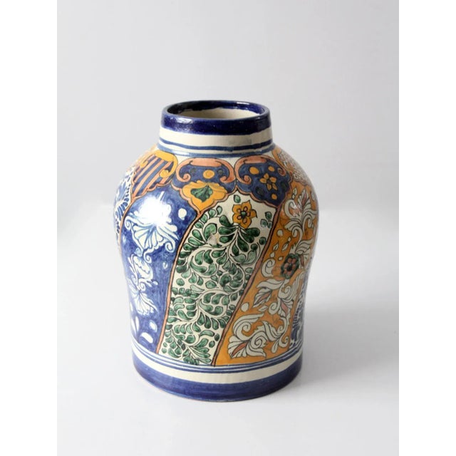 Vintage Talavera Pottery Style Vase For Sale - Image 6 of 9
