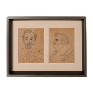 Signed Pencil Sketches by Enrico Caruso For Sale