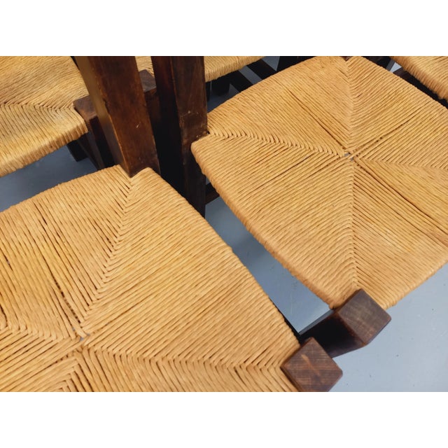 Vintage Brutalist Chairs in Oak and Straw, 1960s, Set of 6 For Sale - Image 18 of 18
