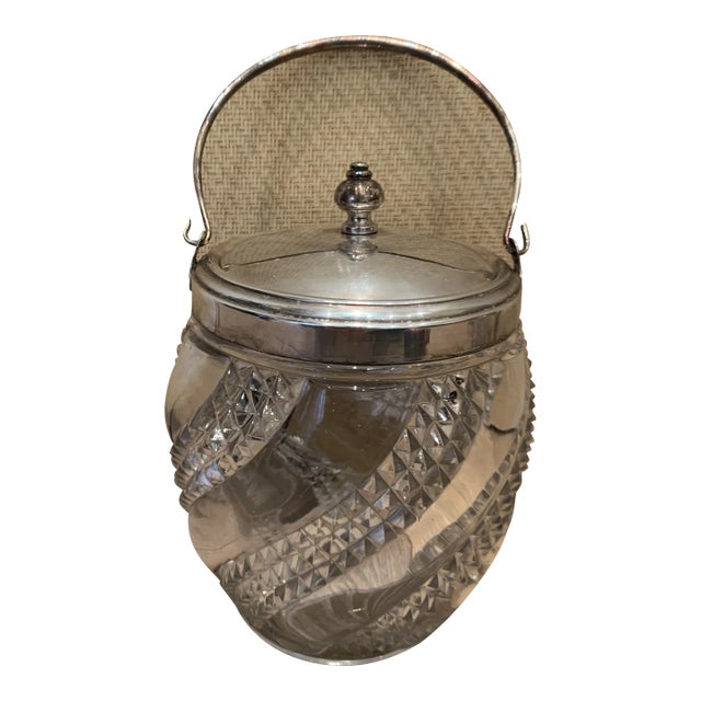 Mid 20th Century Silver and Crystal Biscuit Jar For Sale