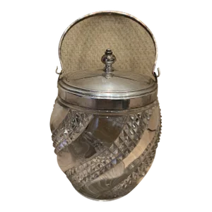 Mid 20th Century Silver and Crystal Biscuit Jar