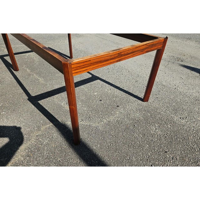 Brown Mid Century Modern Brazilian Rosewood Coffee Table With Smoked Glass Top For Sale - Image 8 of 9