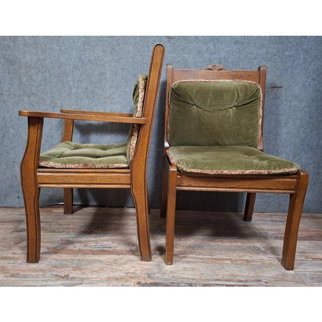 Wood Modernist Scandinavian Armchairs in Oak, 1960s For Sale - Image 7 of 10