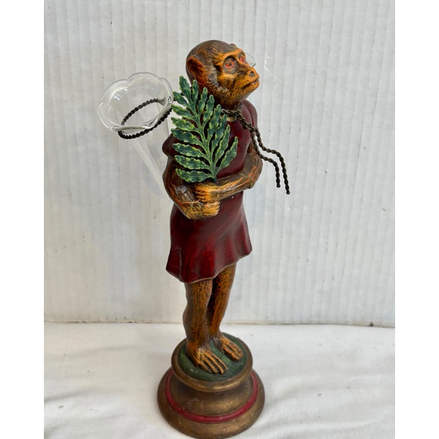 1960s Figural Monkey Rosey Flower Holder For Sale - Image 4 of 11