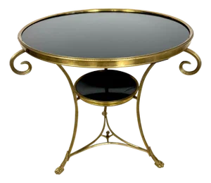 19th Century French Brass and Black Marble Gueridon Table