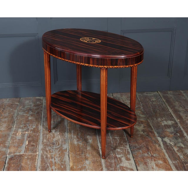 Art Deco French Oval Side Table in Macassar Ebony, 1925 For Sale - Image 10 of 14