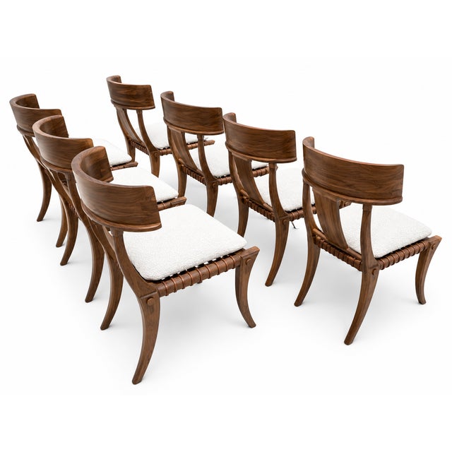 Mid-Century Modern 1980s Vintage Klismos Style Solid Walnut Dining Chairs - Set of 8 For Sale - Image 3 of 4