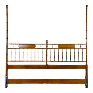 Mid Century Baker Furniture Milling Road English Regency Campaign Faux Bamboo King Headboard For Sale