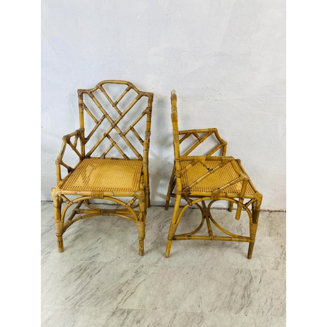 Midcentury Italian Rattan Arm Chairs, a Pair For Sale - Image 4 of 10