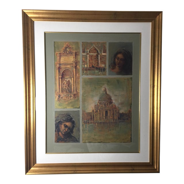 “Reminiscence - Mosaic” Venetian Architectural and Portrait Serigraph For Sale