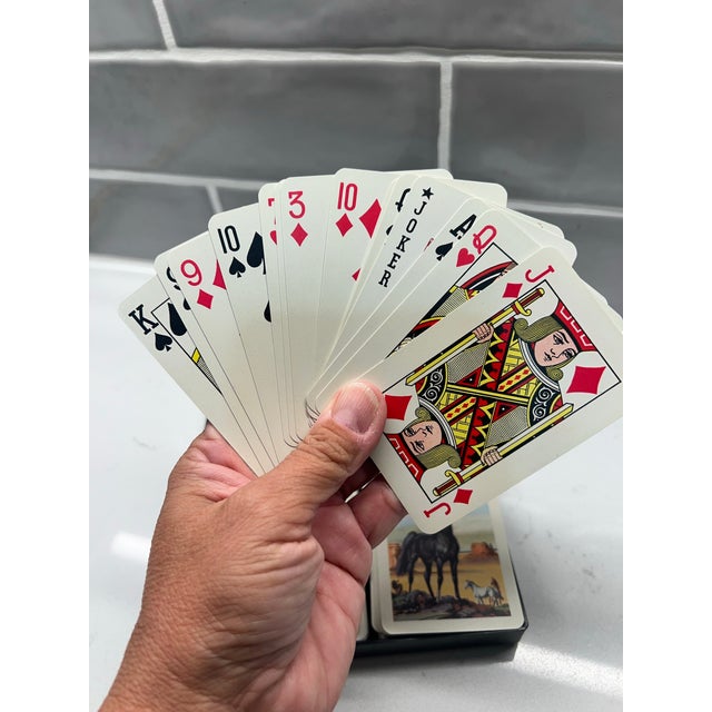 Plastic Vintage Kem American Horses Playing Cards in Plastic Case Equestrian Decor For Sale - Image 7 of 8