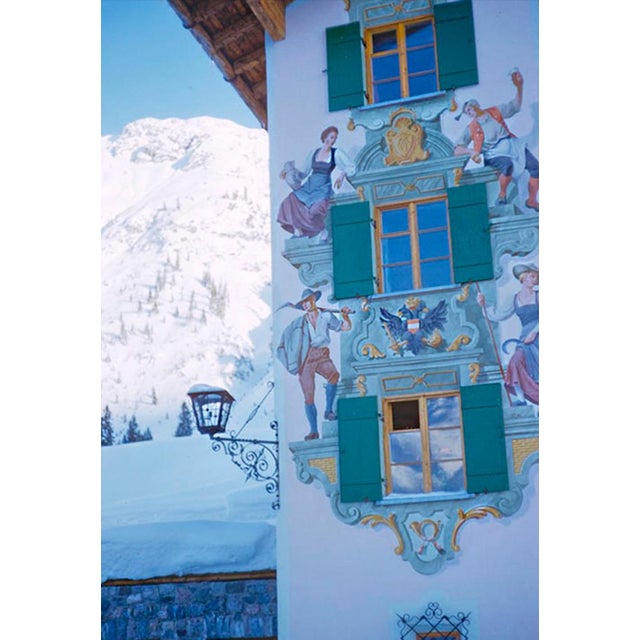 A Painted Facade by Toni Frissell Lüftlmalerei a traditional form of mural art at the ski resort of St. Anton, Austria,...