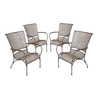 Vintage Iron Mid-Century Modern Garden Chairs For Sale