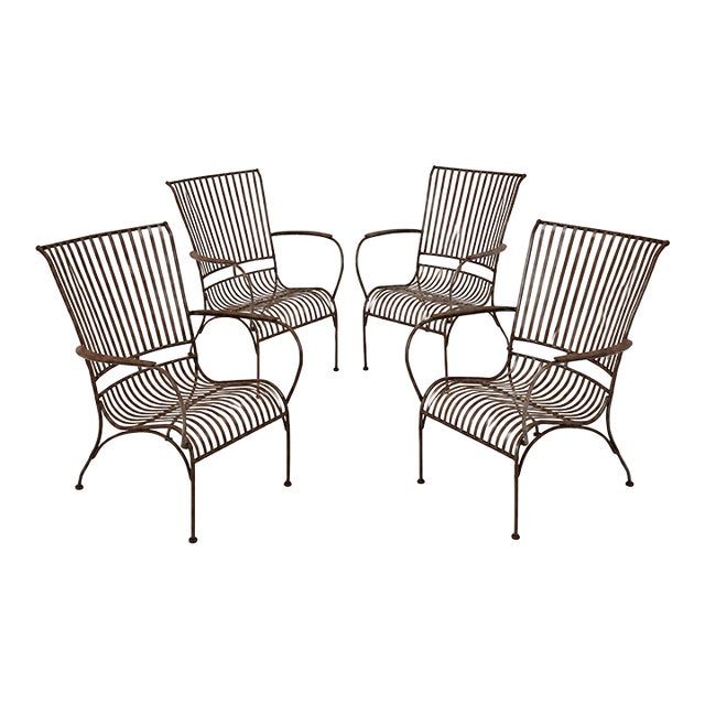 Vintage Iron Mid-Century Modern Garden Chairs For Sale