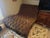 Vintage Rachlin Tufted Chaise Lounge Sofa Chair Carved Wood Frame Nailhead Trim For Sale - Image 4 of 4