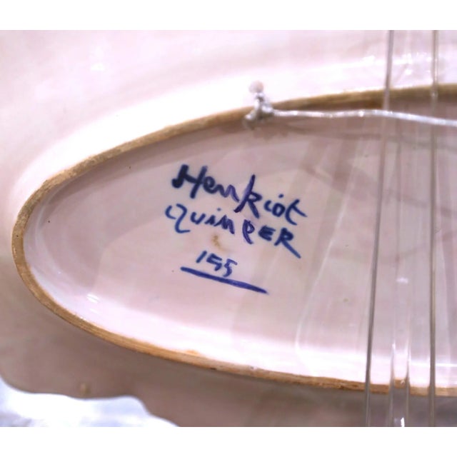 Blue 19th Century French Henriot Quimper Faience Wall Plaque With Breton Dance Scene For Sale - Image 8 of 8