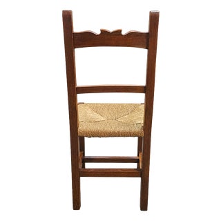 20th Century Rustic Wooden Chairs with Straw Seats, Set of 9 For Sale