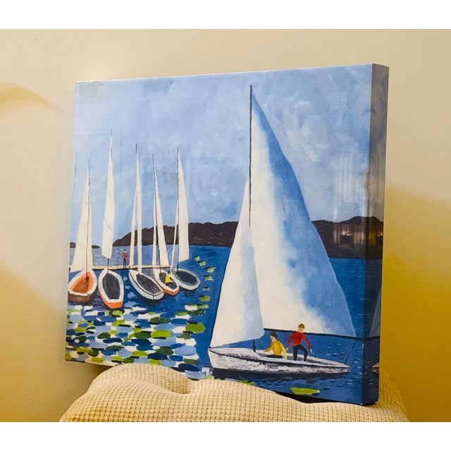 Late 20th-Century Giclée Signed Print on Canvas of Sailboats on Lake Geneva For Sale In Los Angeles - Image 6 of 12