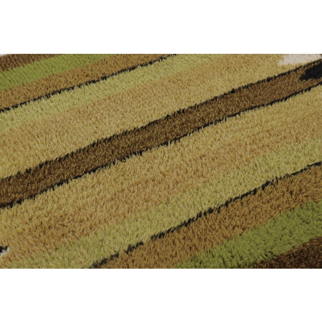 Rug & Kilim Vintage Swedish Rya Rug, Forest Tones With Vertical Geometry - Rug & Kilim For Sale - Image 4 of 10