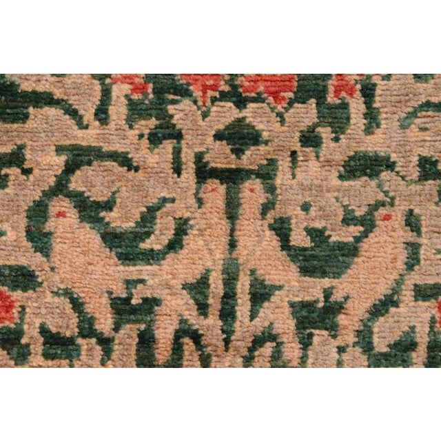 1990s Oriental Ziegler Green Tan Hand-Knotted Wool Rug - 6'1'' X 9'5'' For Sale - Image 5 of 8