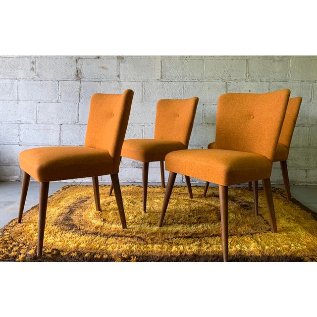 Mid Century Modern Orange Tufted Dining Chairs, Set of 4 Chairish